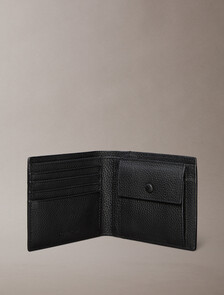 Leather RFID Foil Logo Billfold Wallet, Black, hi-res