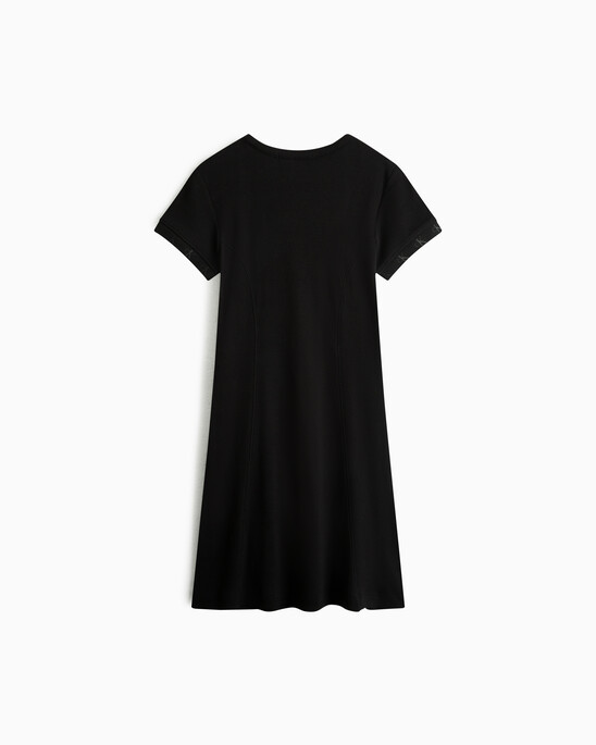 Logo Tape Rib Knit Body Stretch T-Shirt Dress