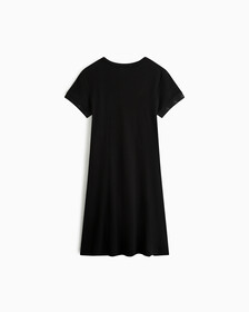 Logo Tape Rib Knit Body Stretch T-Shirt Dress, Ck Black, hi-res