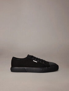 Alvaro - Cotton Canvas Logo Trainers, Triple Black/Honey, hi-res