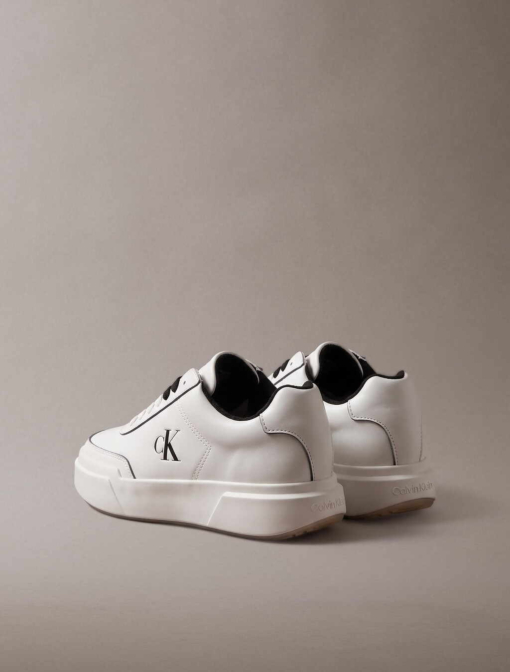 Leather Durable Traction Chunky Trainers, Marshmallow/Black, hi-res