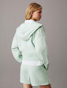 Monogram Cotton Terry Zip Thru Hoodie, Cameo Green, hi-res