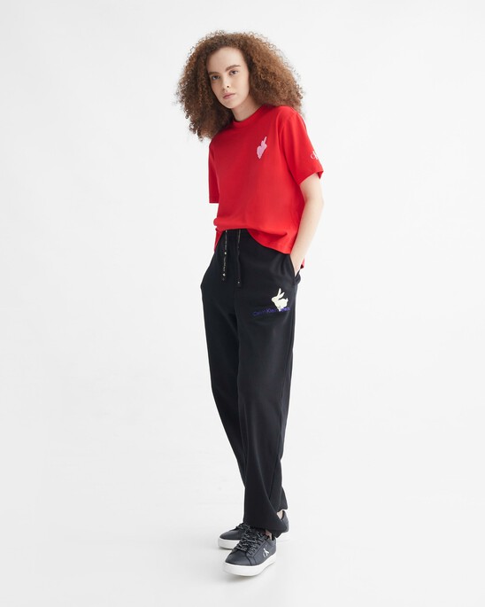 YEAR OF THE RABBIT FLOCKED APPLIQUE TEE