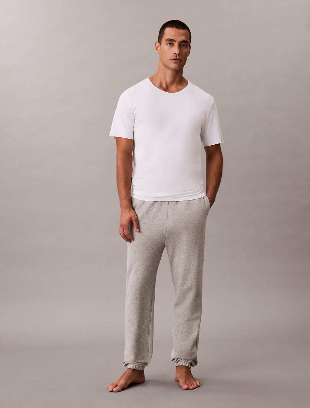 CK Black Cotton Stretch Tee, White, hi-res