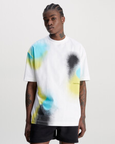 Oversized Spray Print T-Shirt, Bright White, hi-res