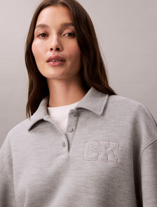 Relaxed Polo Sweatshirt, Heroic Grey Heather, hi-res