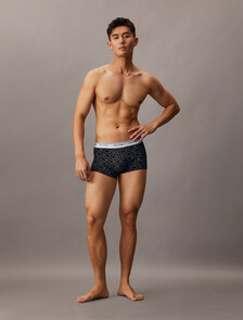 Cotton Stretch Balance Low Rise Trunks 3 Pack, BLACK/MONOGRAM OUTLINE BLACK/TURBULENCE, hi-res