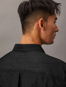 Relaxed Nylon Shirt Jacket, Black, hi-res