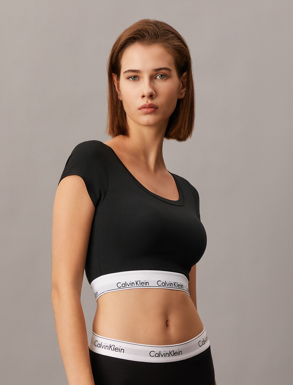 Icon Cotton T-Shirt Bralette, Black, hi-res