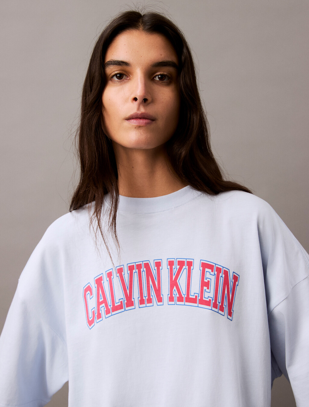 Standard Logo Boxy Varsity Tee, Heather, hi-res