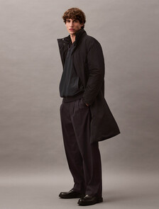 Wool Straight Pleated Trousers, Vulcan, hi-res