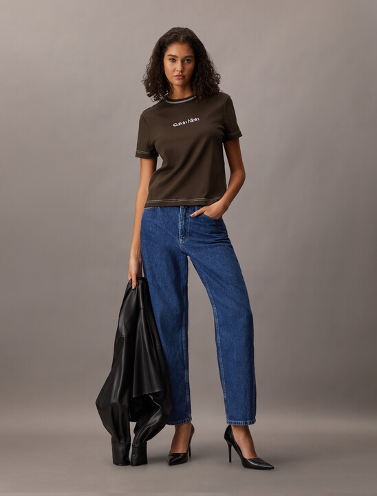 Embroidered Logo Graphic Slim T-Shirt