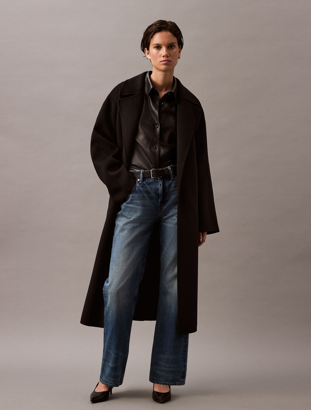 Nappa Leather Shirt, Black Beauty, hi-res