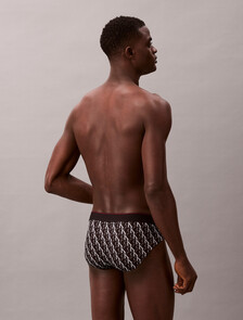 Graphic Monogram Microfiber Stretch Hip Brief, STEPPING LOGO BLACK, hi-res