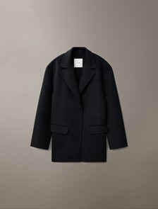 Double Face Recycled Wool Blend Blazer, Black Beauty, hi-res
