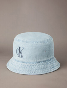 Large Monogram Denim Bucket Hat, Light Wash Denim, hi-res