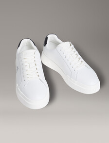 Leather Durable Traction NYC Trainers, White/Black/White, hi-res