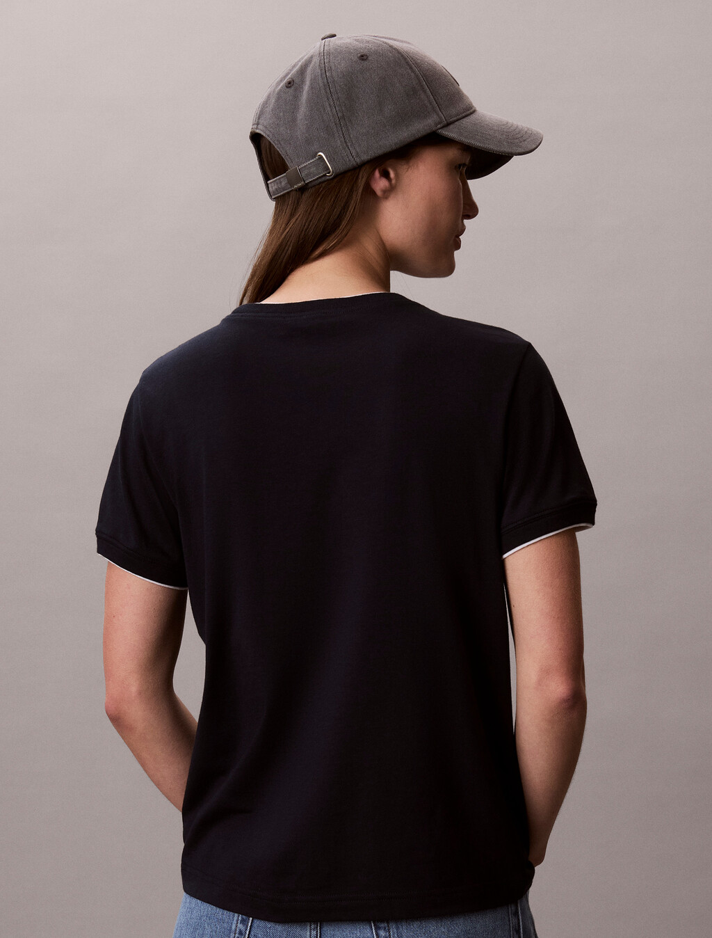 Contrast Trim Cotton Modal Tee, Dark Sapphire, hi-res