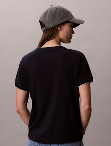 Contrast Trim Cotton Modal Tee, Dark Sapphire, hi-res