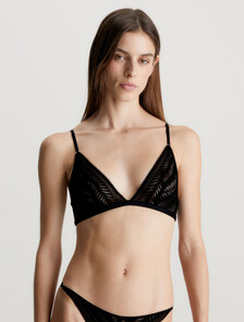 Minimalist Lace Triangle Bra, BLACK, hi-res