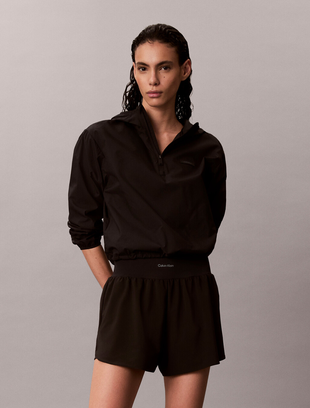 Water-Repellent 2-in-1 Gym Shorts, Black, hi-res