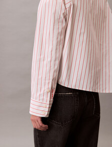 Stripe Cropped Boxy Button-Down Shirt, 19142 CSW25S_W015+3_Chalk, hi-res