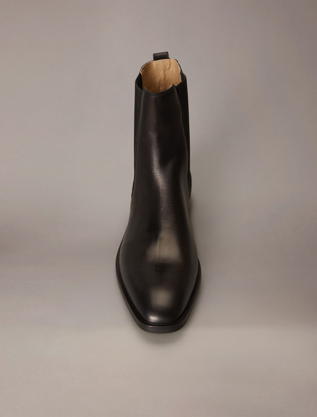 Leather Almond Toe Chelsea Boots, Triple Black, hi-res