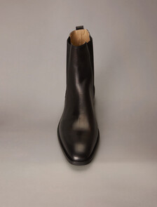 Leather Almond Toe Chelsea Boots, Triple Black, hi-res