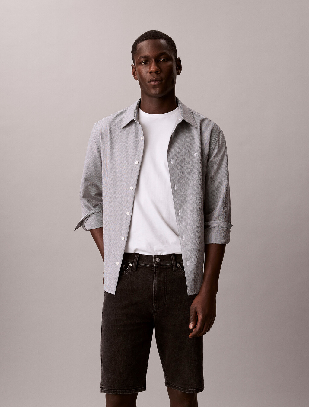 Slim Denim Shorts, CK ESSENTIAL BLACK, hi-res