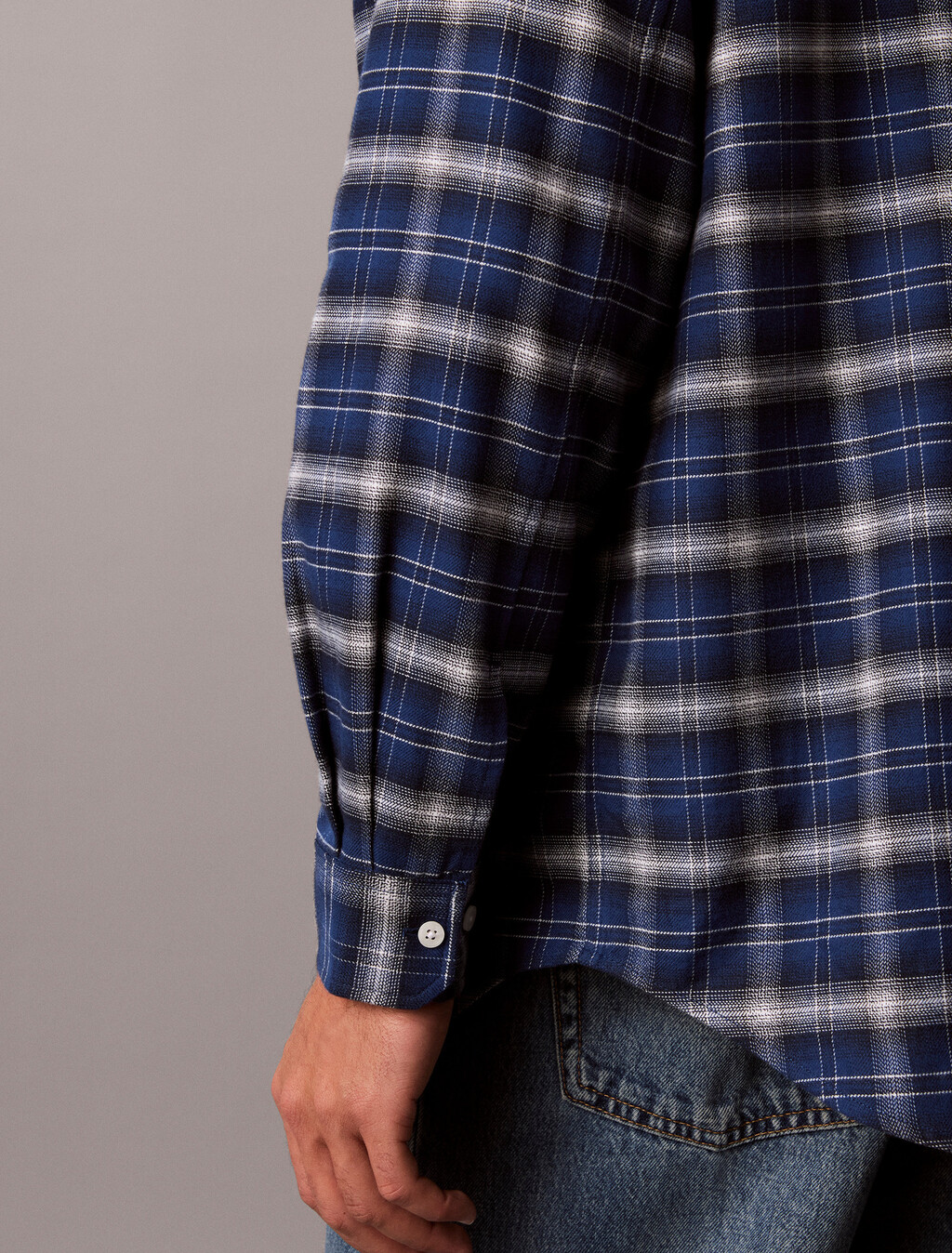 Oversized Plaid Shirt, Estate Blue, hi-res