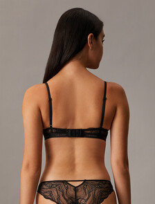 Icon Cotton Lace Lightly Lined Plunge Bra, Black, hi-res