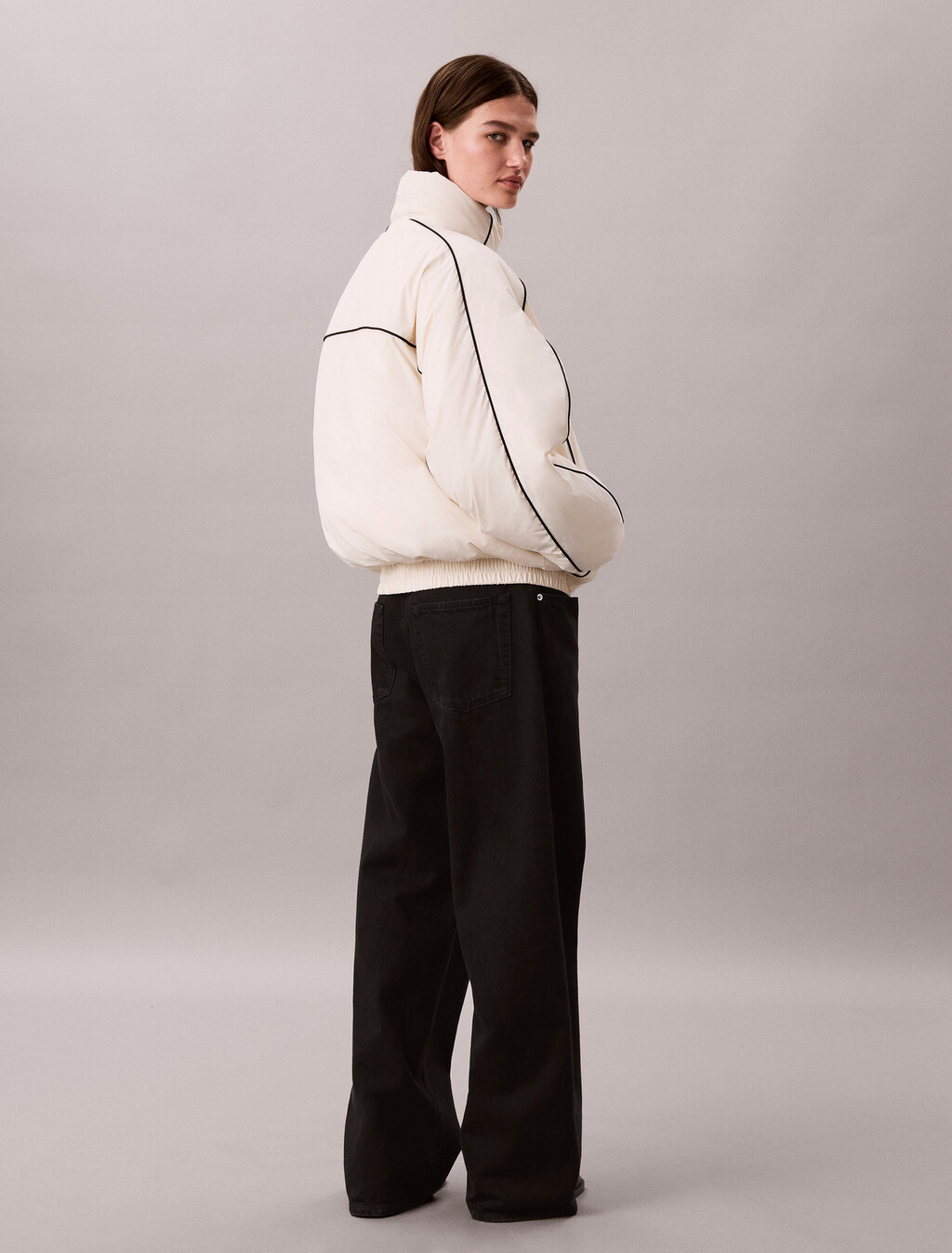 Piped Down Jacket, Ivory, hi-res