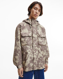 Recycled Polyester Hooded Windbreaker, AOP TRAVERTINE, hi-res
