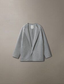 Double Face Cashmere Wool Short Coat, B10 Grey Heather, hi-res