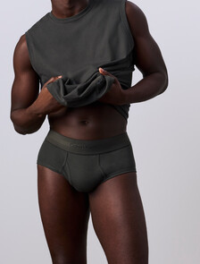 Jung Kook for Calvin Klein Heritage Cotton 3-Pack Brief, Dark Denim/Peat/Lily, hi-res
