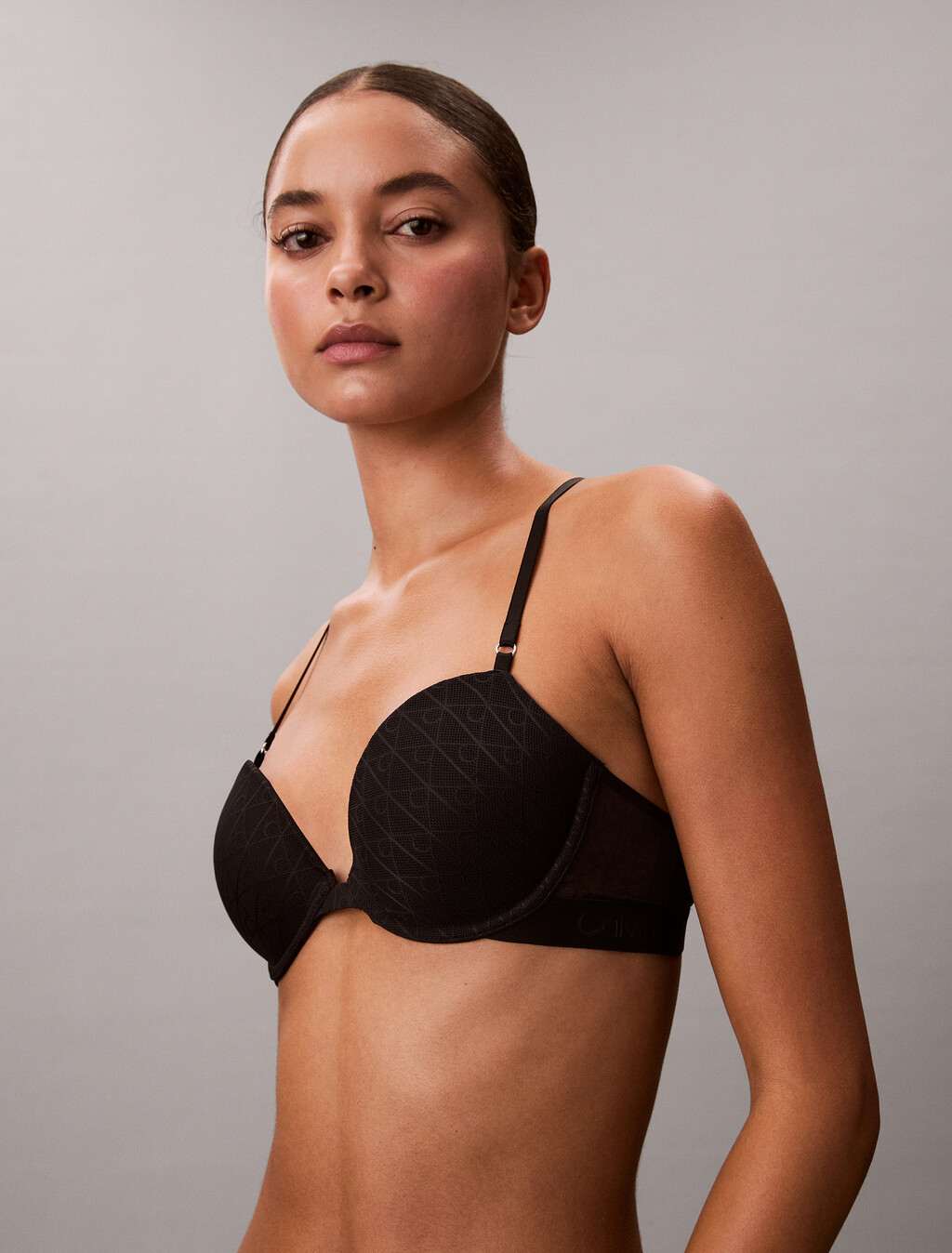 Demi T-shirt Bra - Microfibre Lace, Black, hi-res