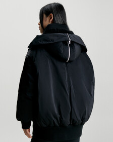 Oversized Hooded Bomber Jacket, Ck Black, hi-res