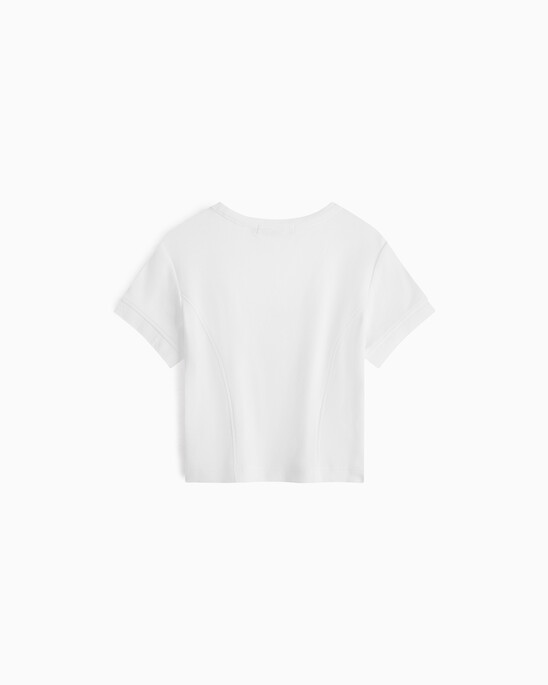 Logo Tape Rib Knit Cropped Tee