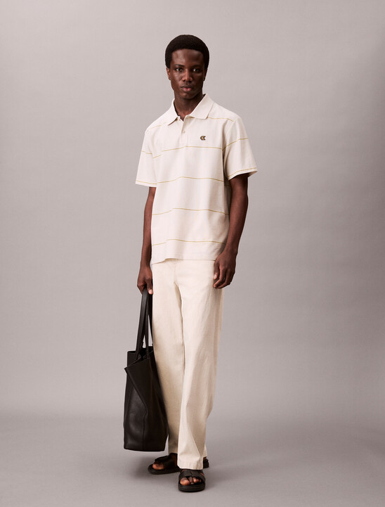 Textured Stripe Easy Polo Shirt