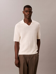 Tech Knit Johnny Collar Polo Shirt, Tofu, hi-res