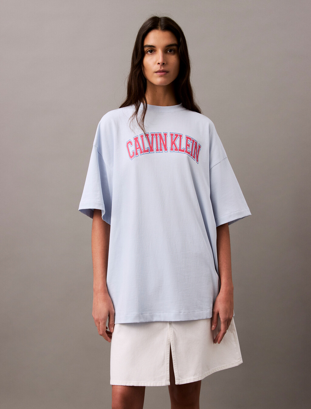 Standard Logo Boxy Varsity Tee, Heather, hi-res