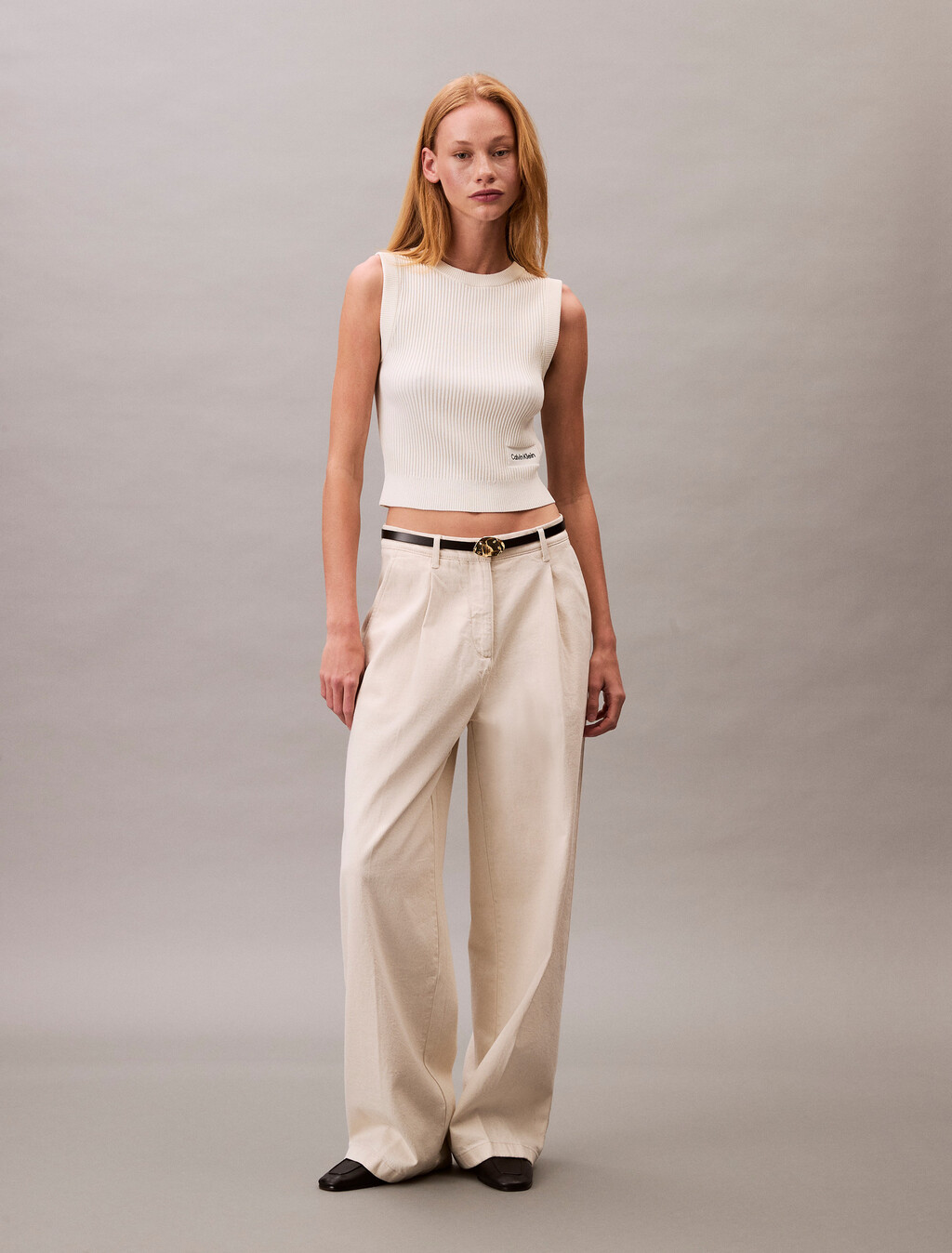 Soft Ribbed Crew Neck Vest, Blanc De Blanc, hi-res