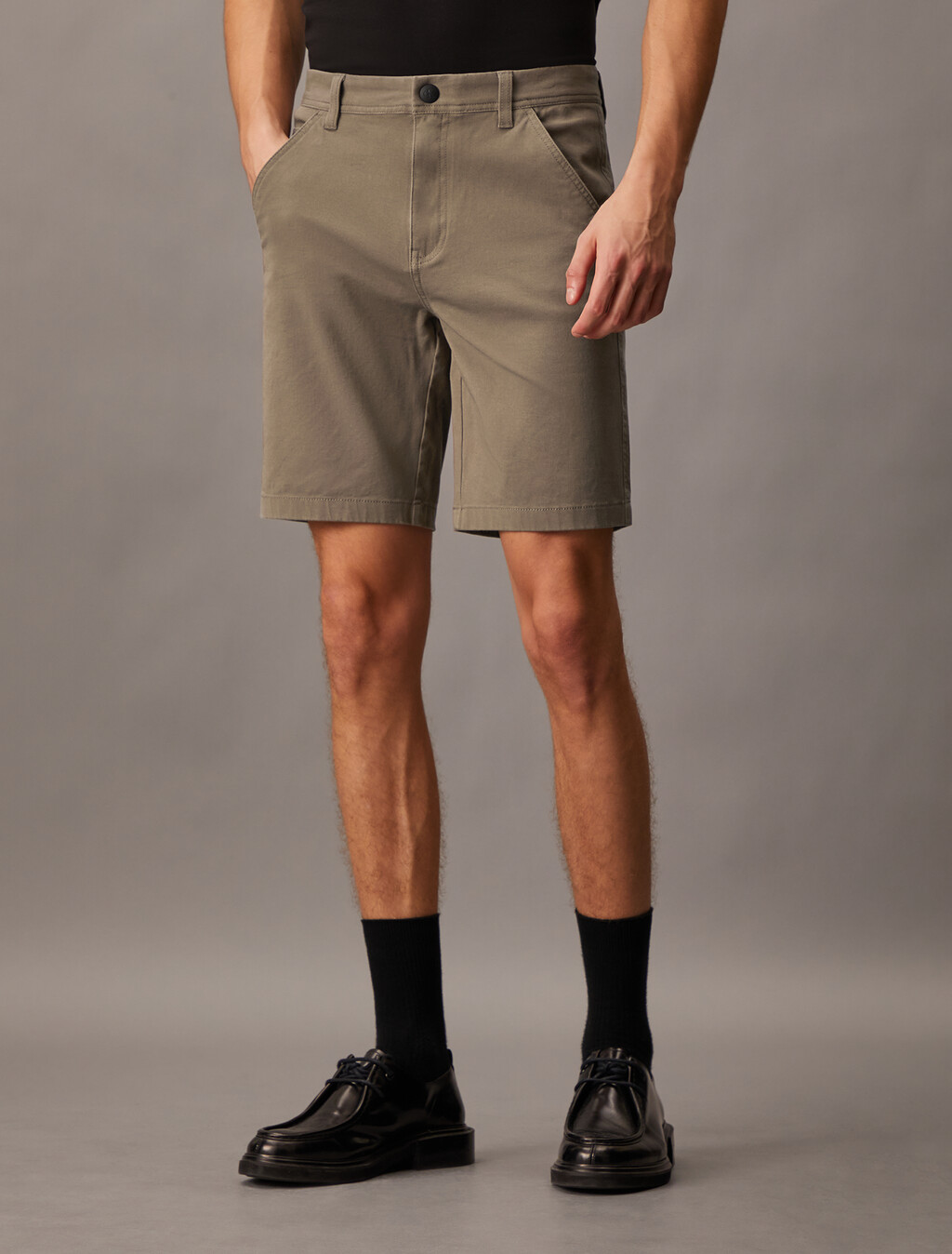Essential Cotton Lyocell Chino Shorts, Falcon, hi-res