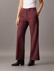 Coated Gabardine Flare Trousers, Red Mahogany, hi-res