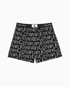 Calvin Klein 1996 Woven  Cotton Boxers, HALFTONE GLITCH LOGO PRINT+BLACK, hi-res