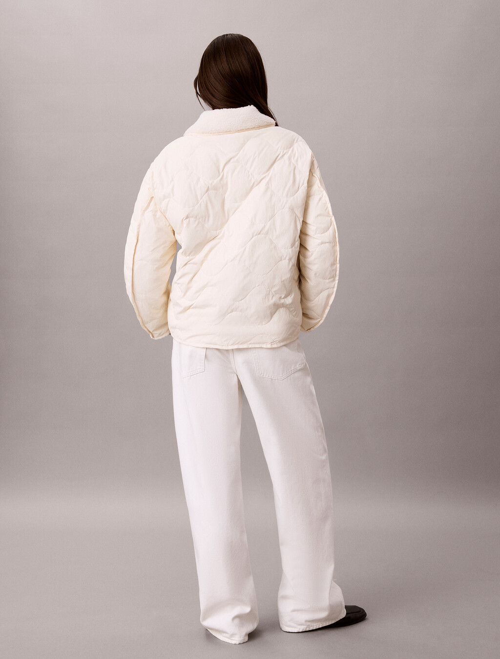 Quilted Down Jacket, Ivory, hi-res