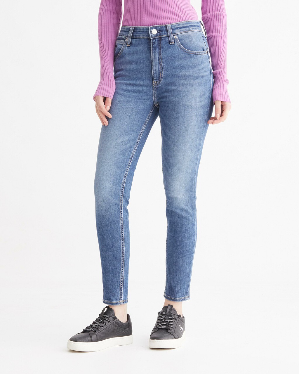 37.5 HIGH RISE BODY SKINNY JEANS, Mid Blue Back Embro, hi-res