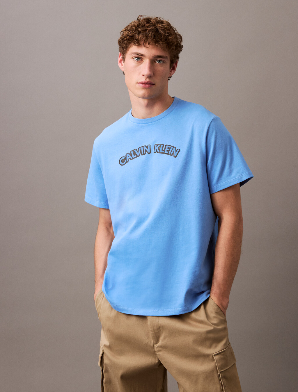 Curved Logo T-shirt, Blue Burst, hi-res