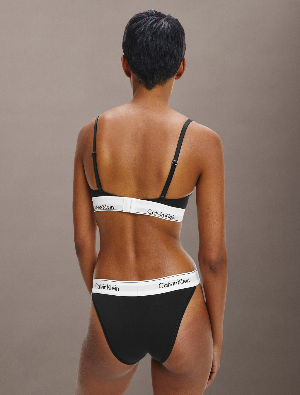 Icon Cotton Lightly Lined Triangle Bra, BLACK, hi-res