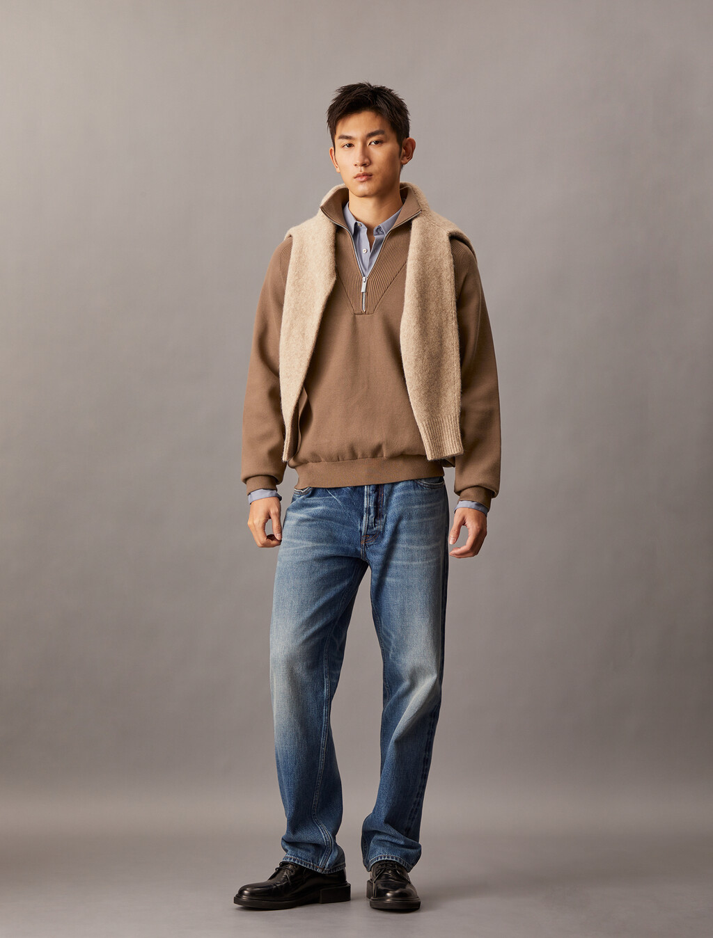 Tech Knit Quarter Zip Sweater, Spiced Plum, hi-res